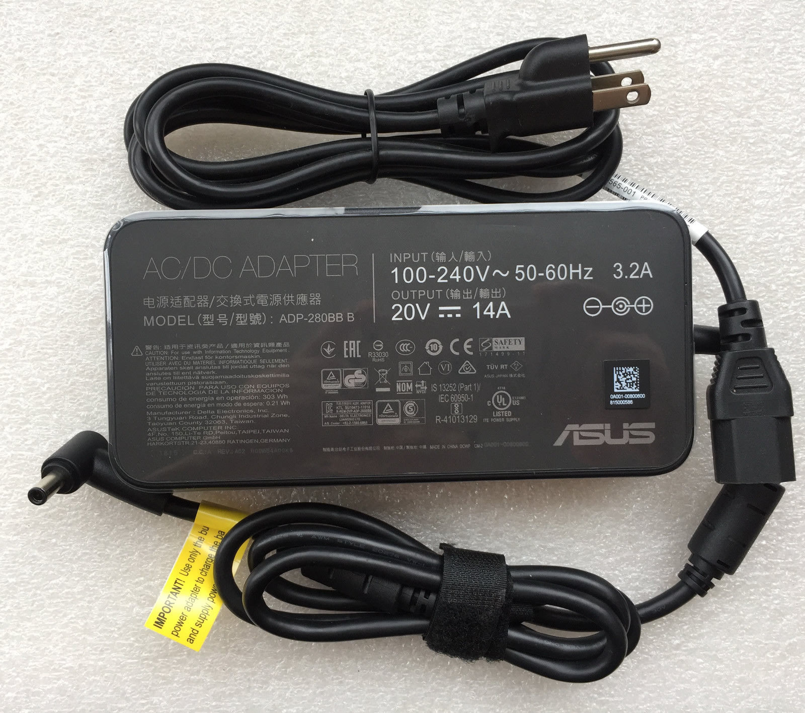 ASUS ROG G703GS-E5001R ADP-280BB B 280W 20V 14A AC Adapter power supply
